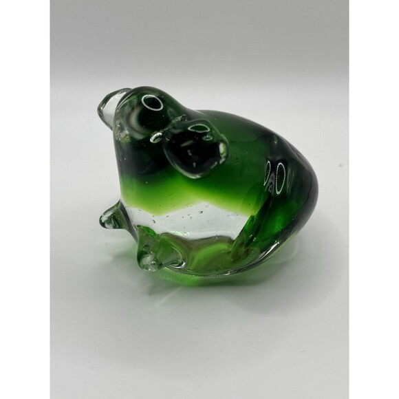 Murano Style Frog And Turtle Paperweight Set Green Hand Blown Art Glass - Picture 9 of 14